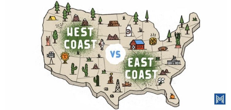 Universities in the West Coast vs Universities in the East Coast